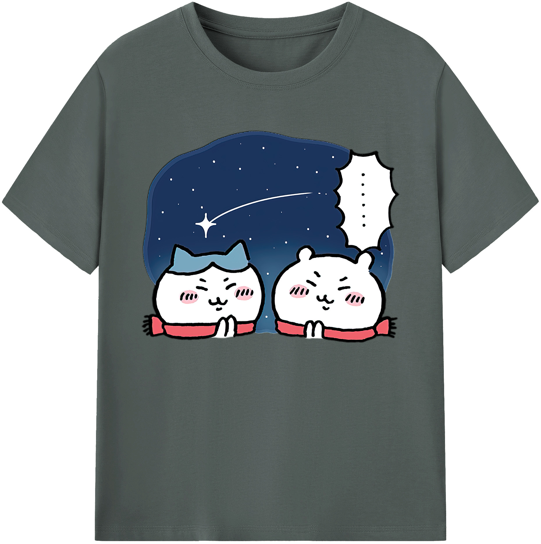 （画像用） ちいかわ ハチワレ Chii-kawa hachiware 綿100％ メンズ半袖Tシャツ｜肌触りやわらか＆通気性